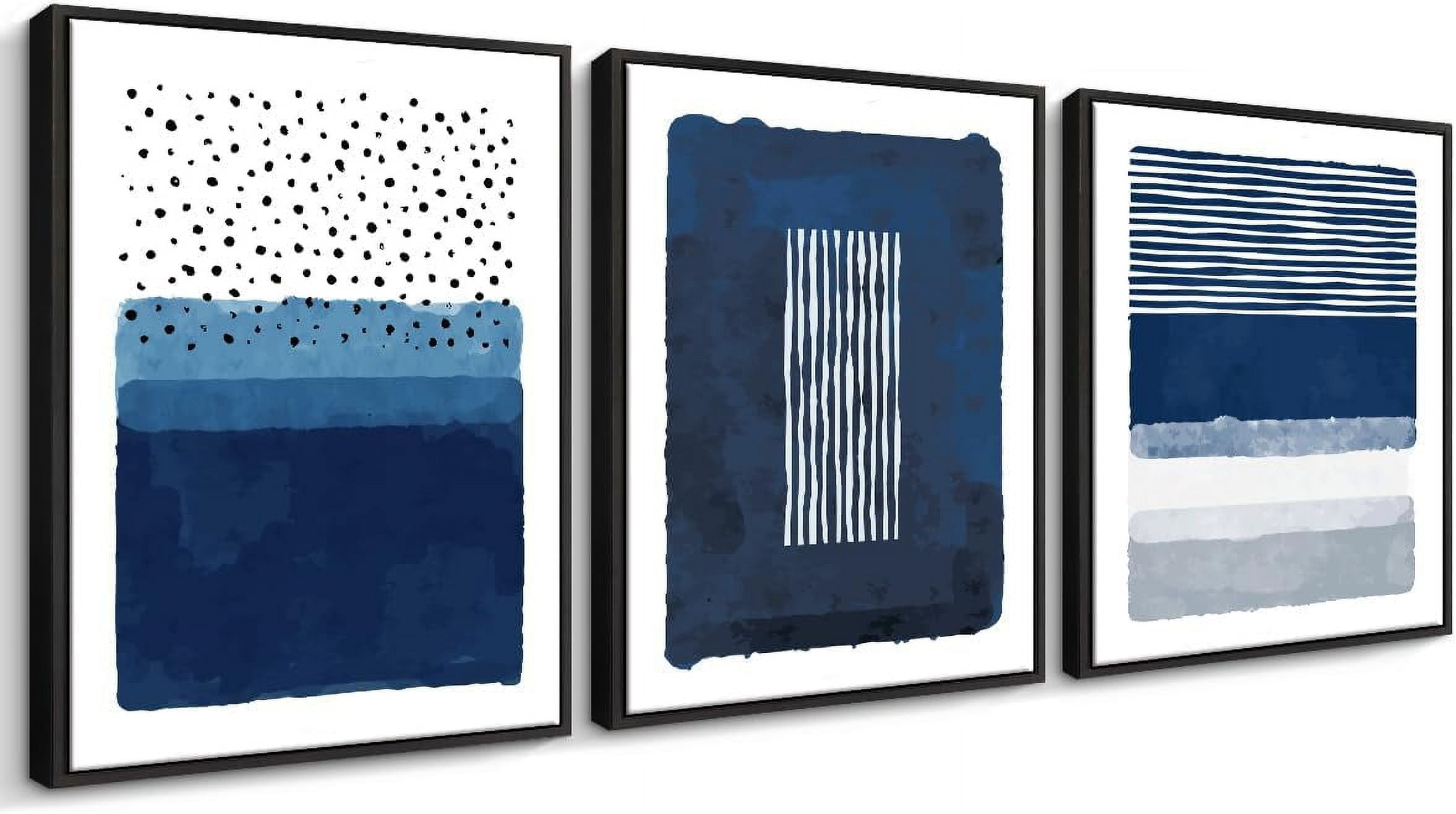 FCCUYE Blue Canavs Wall Art for Living Room Decor 3 Pieces Abstract ...