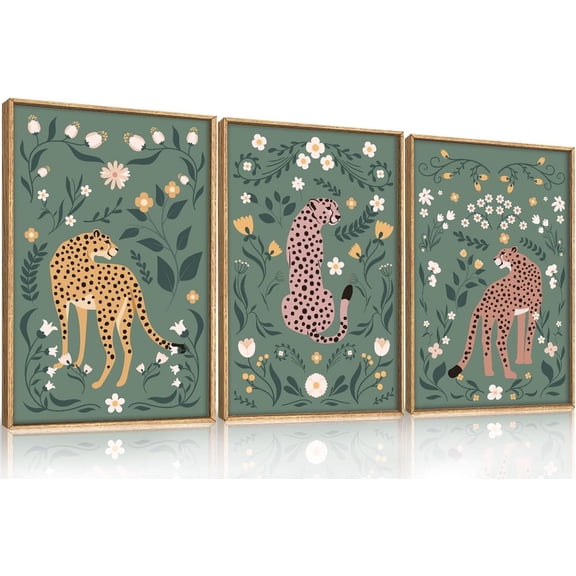 FCCUYE Boho Desert Botanical d Canvas Wall Art Set of 3, Bohemian Sun Moon Wall Painting, Mid Century Tropical Leaves Wall Decor, Retro Southwestern Art Print for Living Room, Bedroom 16" x 24"