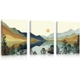 thumbnail image 1 of FCCUYE Boho Mountain Landscape d Wall Art(Set of 3, 12"x16"), Watercolor National Park Canvas Artwork Painting, Abstract Sun Forest Nature Scenery Poster Decor for Living Room Bedroom, 1 of 7