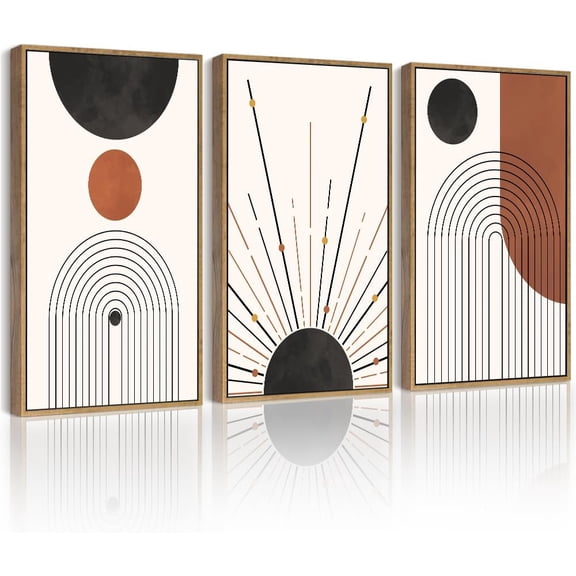 FCCUYE Boho Plant Wall Art Green Botanical Bohemain d Wall Printing 11x14in Abstract Canvas Prints Leaf & Sun Lines - Natural d