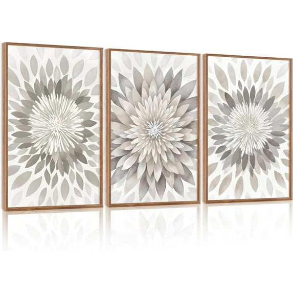 FCCUYE Botanical Farmhouse Wall Art Set, d Boho Plant Wall Decor, Neutral Minimalist Floral Wall Painting, Rustic Wildflower Canvas Art Prints for Living Room, Bedroom, Bathroom - Large 16"x24"x3