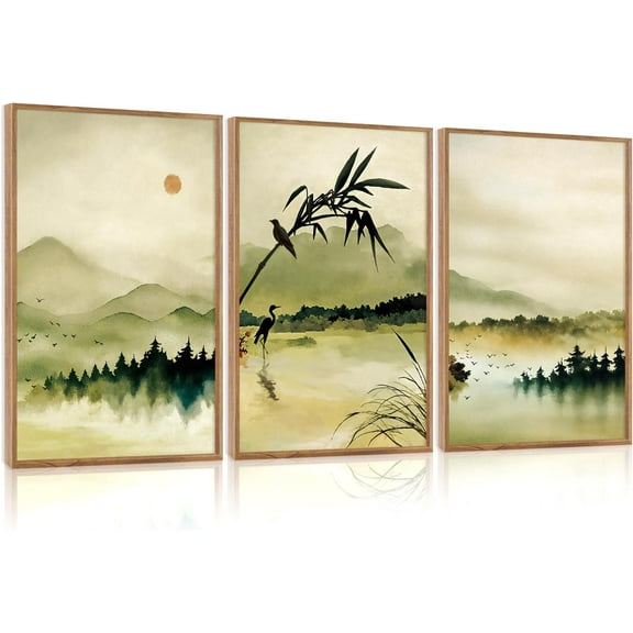 FCCUYE Botanical Farmhouse Wall Art Set, d Boho Plant Wall Decor, Neutral Minimalist Floral Wall Painting, Rustic Wildflower Canvas Art Prints for Living Room, Bedroom, Bathroom - Large 16"x24"x3