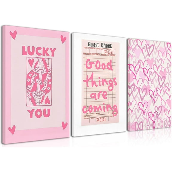 FCCUYE Bow Canvas Wall Art Coquette Wall Decor Poster Prints Set of 3 Preppy Girly Apartment Aesthetic Pictures Beige College Dorm Painting for Girls Bedroom 12x16in d