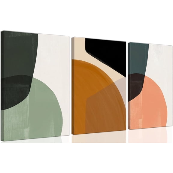 FCCUYE Color block simple abstract wall art canvas printing, rice, blue line color splicing modern simple style, mostly used in the living room, study, bedroom decoration. 12 x 16 x 3 pieces