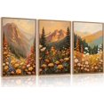 thumbnail image 1 of FCCUYE Dark Moody Boho Wildflowers Wall Art Set(16"x24"), 3 Pieces Vintage Mid Century Modern Floral Framed Canvas Artwork, Large French Penoy Botanical Wall Decor for Office Bedroom Living Room, 1 of 6