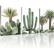 FCCUYE Desert Landscape Wall Art,Cactus Painting,Southwest Canvas Art Wall Decor for Livingroom,Bedroom,Bathroom (12" x 18" x 3 pcs)