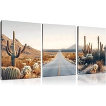 FCCUYE Desert Landscape Wall Art,Joshua Tree Canvas,Set of 3 Cactus Wall Art,Modern Desert Pictures,Western Landscape Wall Decor for Living Room,Bedroom (24" x 36" x 3 pcs)