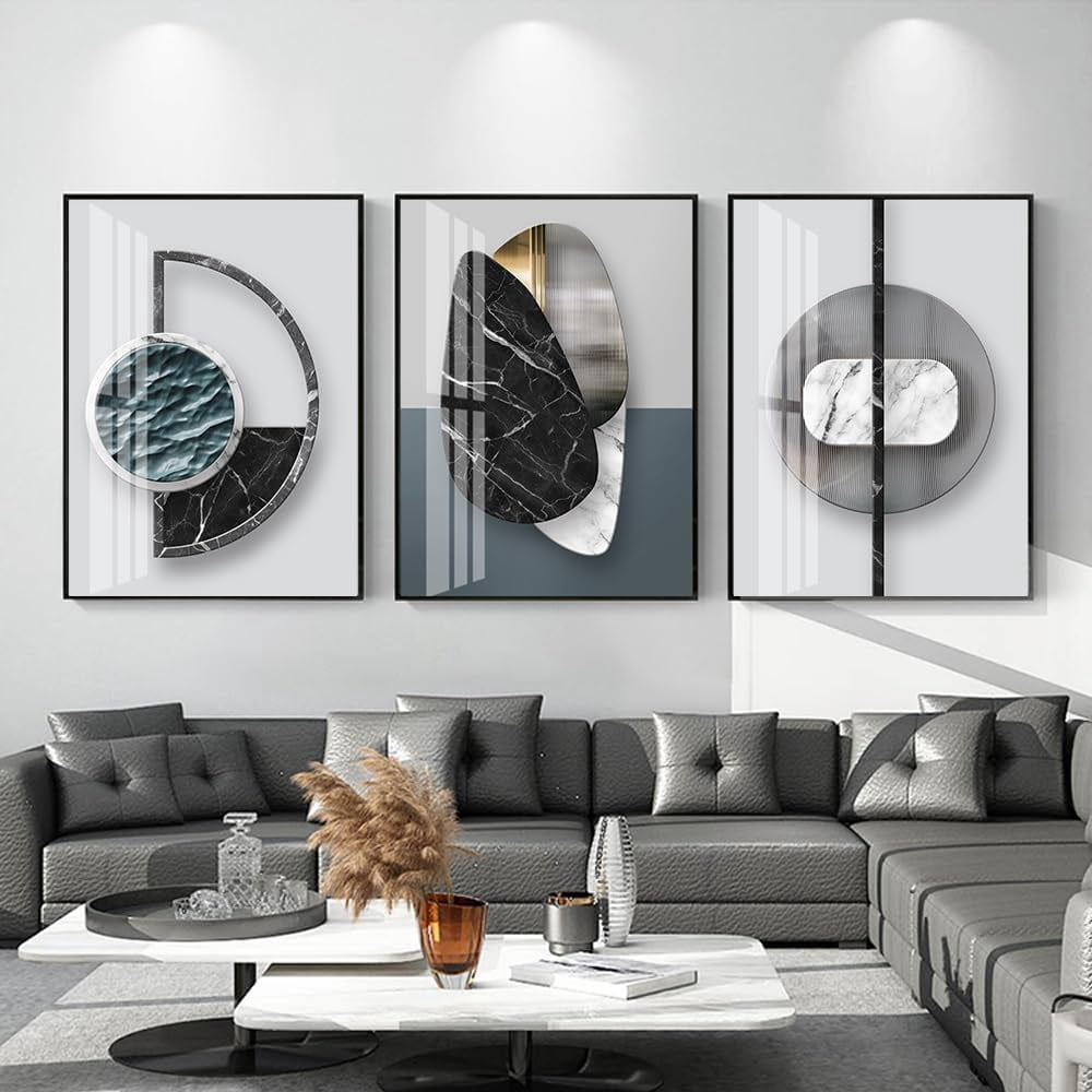 Image showcasing FCCUYE Extra Large Bright Geometry Abstract Canvas Wall Art Modern Home ...