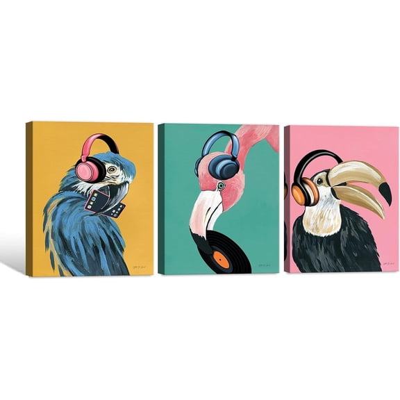 FCCUYE Fashion Perfume Glam Canvas Wall Art 3 Piece Perfume Bottle Poster Set with Flowers Painting Stretched Colorful Picture for Girl's Bedroom Bathroom Makeup Room Home Décor 12"x16"