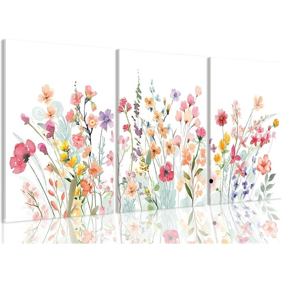 FCCUYE Floral Wall Art Line Flower Canvas Print Pink Botanical Pictures Poster Home Wall Decor d Minimalist Painting Artwork Set of 3 for Bedroom,Living Room Bathroom 16"x24"