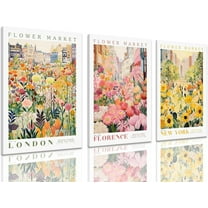FCCUYE Flower Market Wall Art Print Canvas d Pink Floral Paintings Colorful Botanical Sunflower Artwork Travel Poster for Decor Picture 3 pieces for Living Room Bedroom Bathroom 16x24in