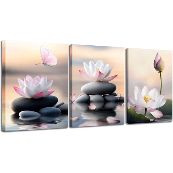 FCCUYE Forest Wall Art Misty Indigo Blue Landscape Canvas Painting Mountain Pine Tree Nature Birds Pictures Scenery d for Living Room Bedroom Bathroom Home Office Wall Decor, 12"x16"x3 Panels