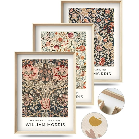 FCCUYE Framed Blue Floral Canvas Wall Art,Minimalist Botanical Wall Art Decor,12x16IN Wood High Framed Prints,Boho Flowers Artworks Prints Posters for Living Room,Kitchen,Bedroom Set of 3