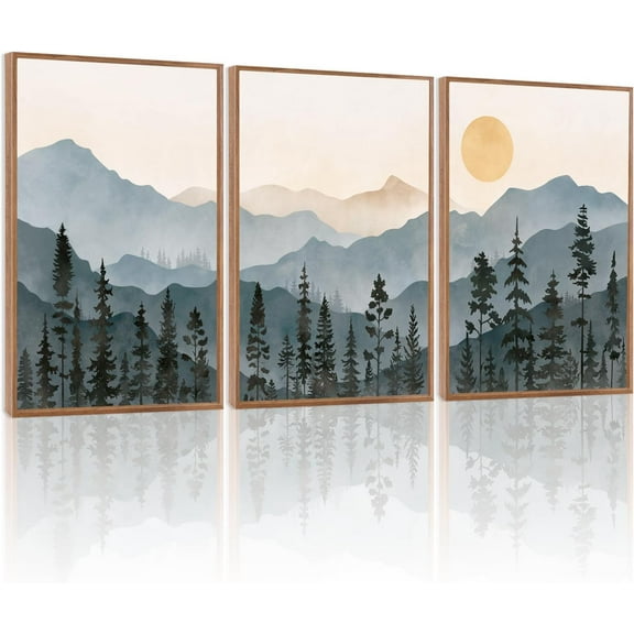 FCCUYE Framed Botanical Wall Art Leaf Art Pieces Zen Canvas Wall Art Set of 3(12”X16”) Boho Bedroom Wall Decor Sage Green Pictures Unique Plants Prints Colorful Modern Artworks for Living Room Office