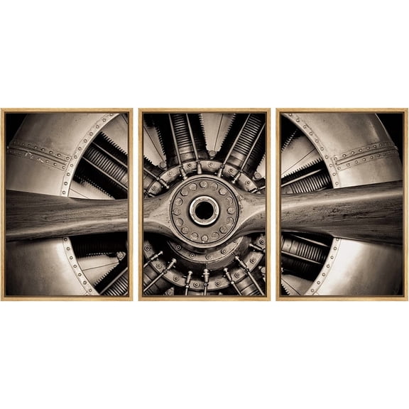 FCCUYE Framed Canvas Print Wall Art Set Black & White Duotone Motorcycle Engine Vehicles Transportation Photography Realism Decorative Scenic for Living Room, Bedroom, Office - 16"x24"x3 Black