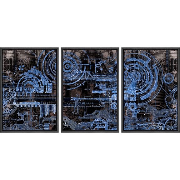 FCCUYE Framed Canvas Print Wall Art Set Black & White Duotone Motorcycle Engine Vehicles Transportation Photography Realism Decorative Scenic for Living Room, Bedroom, Office - 16"x24"x3 Black