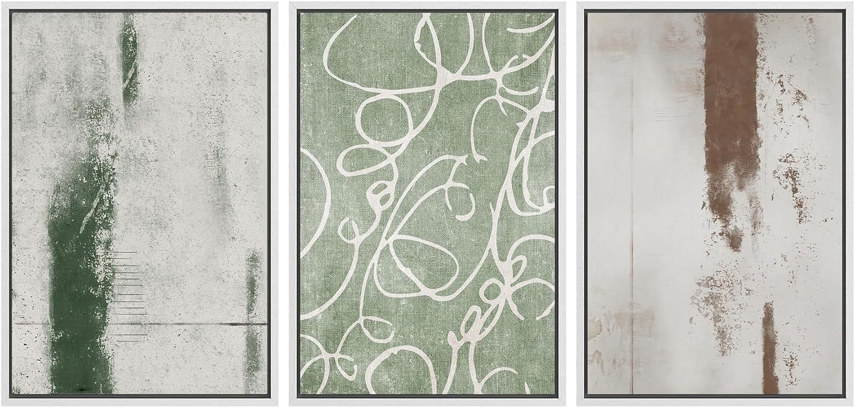 FCCUYE Framed Canvas Print Wall Art Set Blue White Grunge Geometric ...