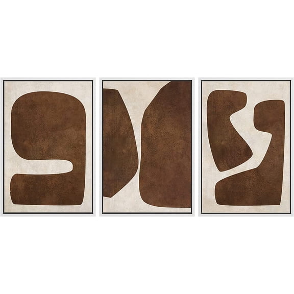 FCCUYE Framed Canvas Print Wall Art Set Duotone Minimal Dark Brush Stroke Landscape Abstract Shapes Illustrations Modern Art Boho Decorative for Living Room, Bedroom, Office - 16"x24"x3 BLACK