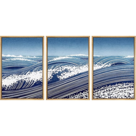 FCCUYE Framed Canvas Print Wall Art Set Golden Waterfall Elegance with Luxurious Fluid and Nature Elements Illustrations Decorative Rustic Zen for Living Room, Bedroom, Office - 16"x24"x3 Natural