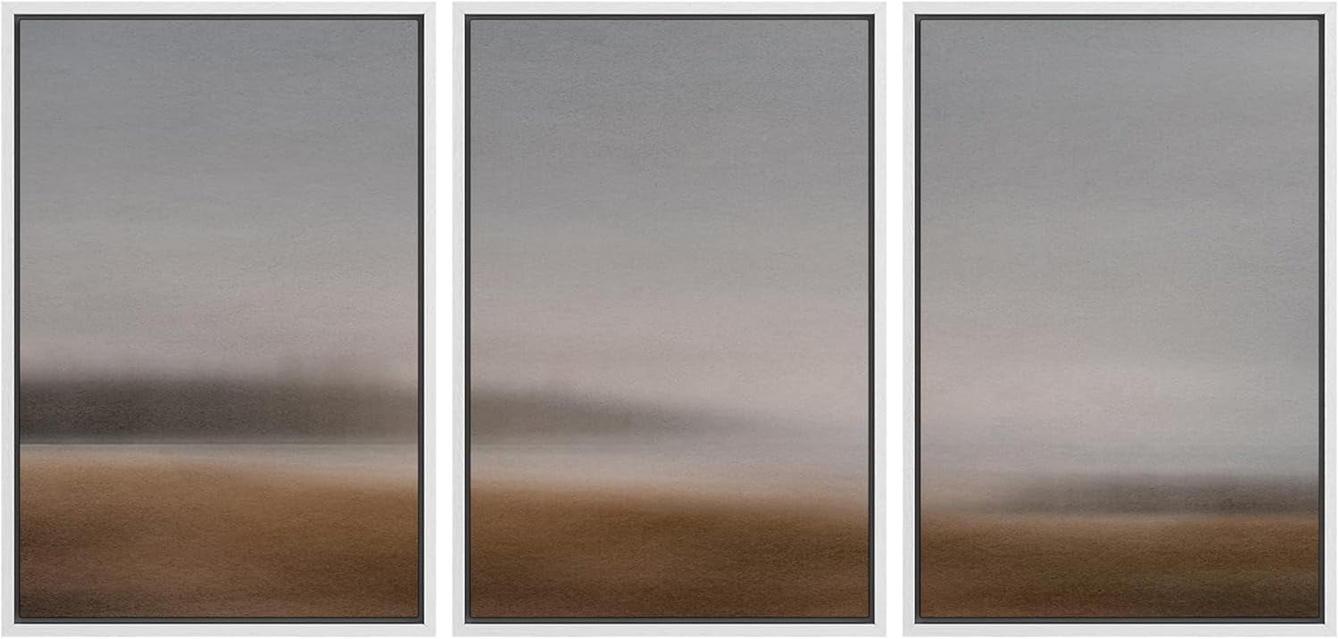 FCCUYE Framed Canvas Print Wall Art Set Grunge Brown White Paint ...