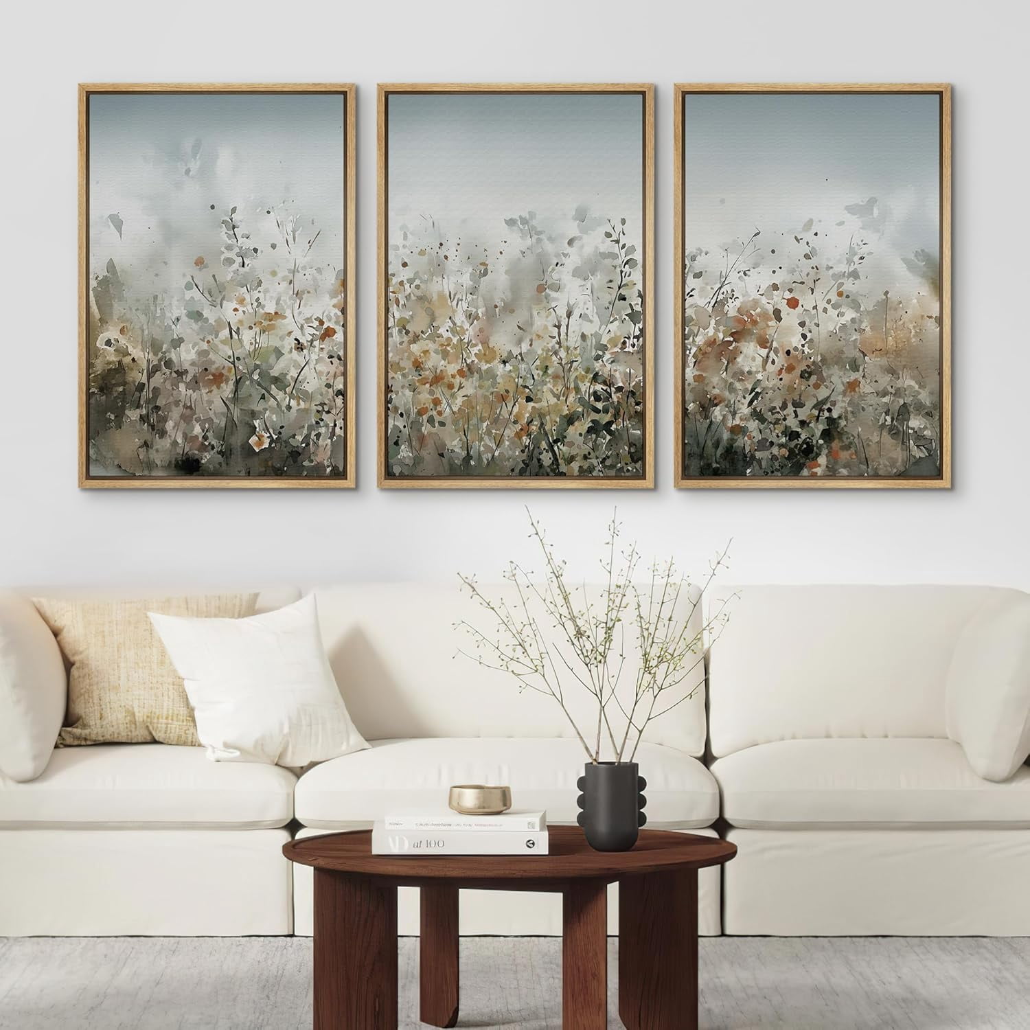 FCCUYE Framed Canvas Print Wall Art Set Grunge Brown White Paint ...