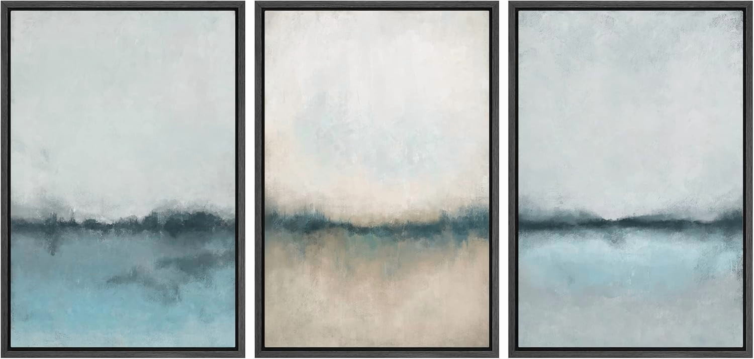 FCCUYE Framed Canvas Print Wall Art Set Grunge Brown White Paint ...