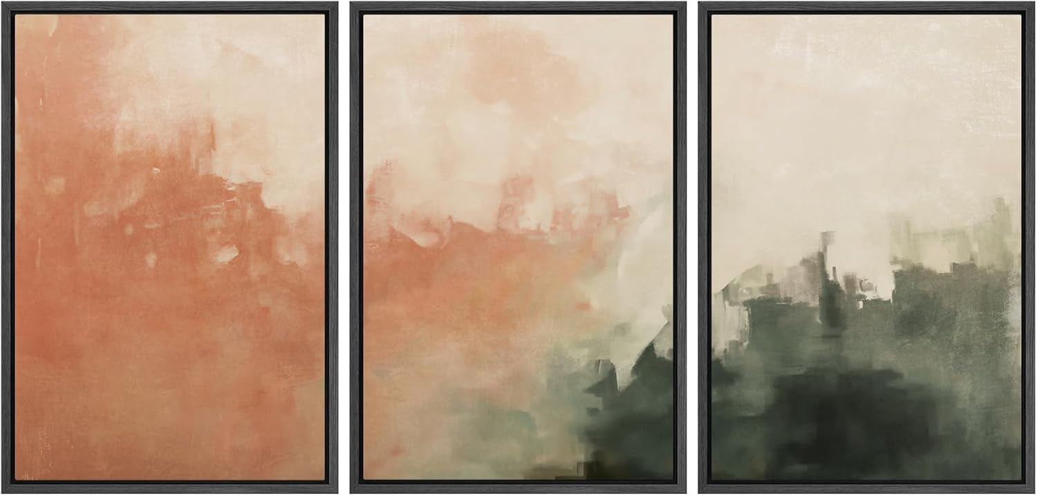 FCCUYE Framed Canvas Print Wall Art Set Grunge Brown White Paint ...