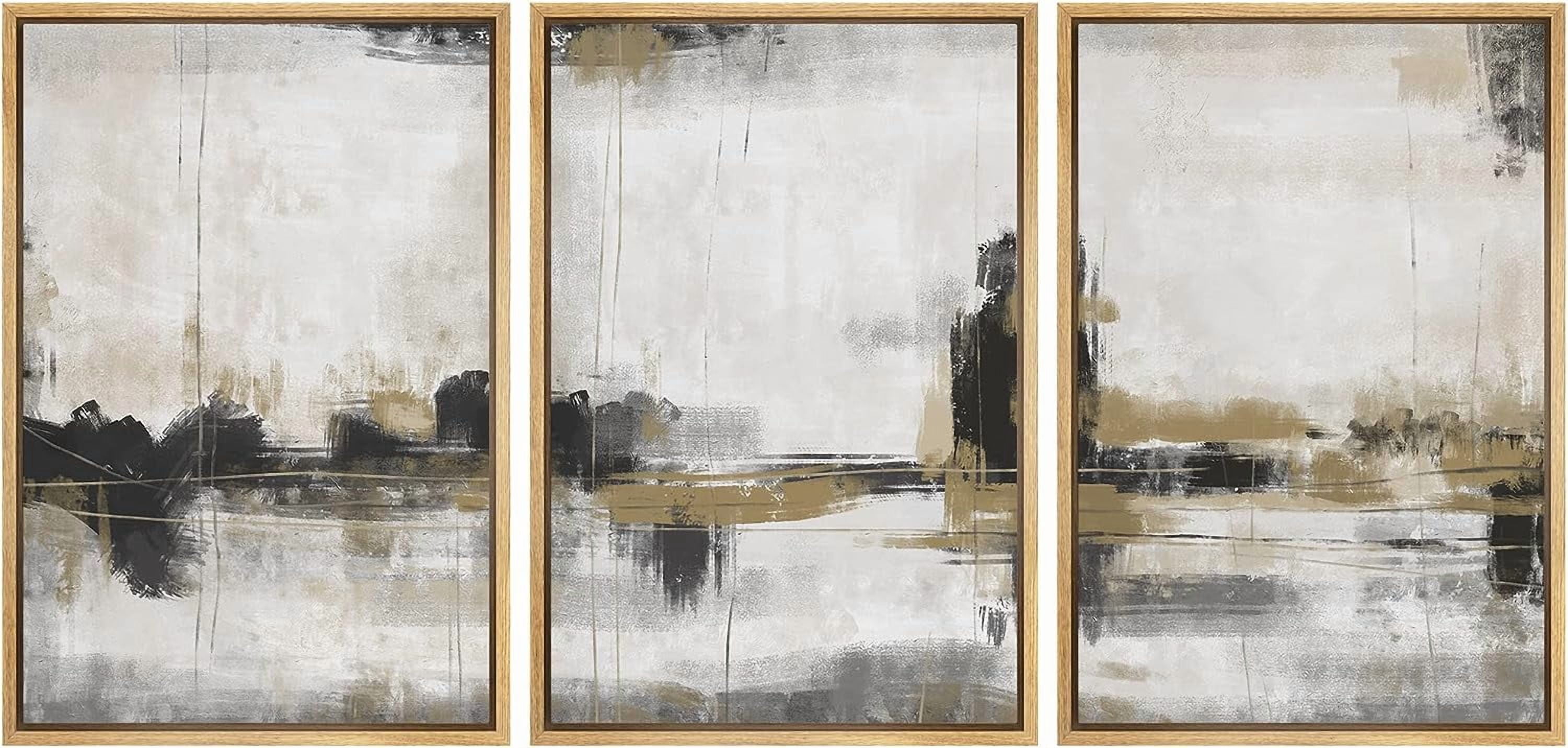 FCCUYE Framed Canvas Print Wall Art Set Grunge Brown White Paint ...