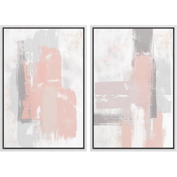 FCCUYE Framed Canvas Print Wall Art Set Mid-Century Geometric Ring Collage Abstract Shapes Illustrations Modern Art Minimal Boho Relax/Calm for Living Room, Bedroom, Office - 16"x24"x2 Natural