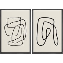 FCCUYE Framed Canvas Print Wall Art Set Mid-Century Geometric Ring Collage Abstract Shapes Illustrations Modern Art Minimal Boho Relax/Calm for Living Room, Bedroom, Office - 16"x24"x2 Natural