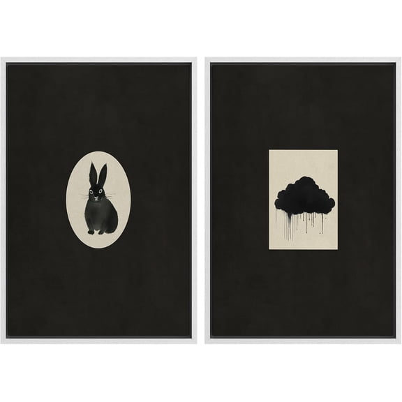 FCCUYE Framed Canvas Print Wall Art Set Mid-Century Geometric Ring Collage Abstract Shapes Illustrations Modern Art Minimal Boho Relax/Calm for Living Room, Bedroom, Office - 16"x24"x2 Natural