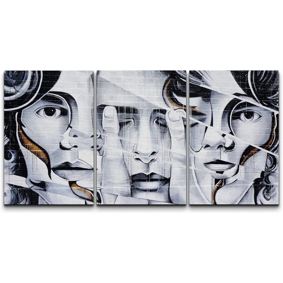 FCCUYE Framed Canvas Print Wall Art Set Spray Paint Style Andy Warhol Graffiti & Street Art Comic Book Illustrations Modern Art Urban Portrait for Living Room, Bedroom, Office - 16"x24"x3 White