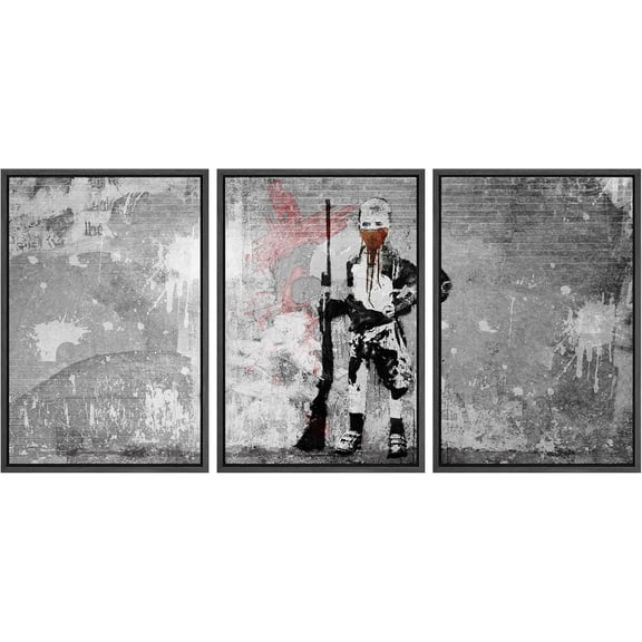 FCCUYE Framed Canvas Print Wall Art Set Spray Paint Style Andy Warhol Graffiti & Street Art Comic Book Illustrations Modern Art Urban Portrait for Living Room, Bedroom, Office - 16"x24"x3 White