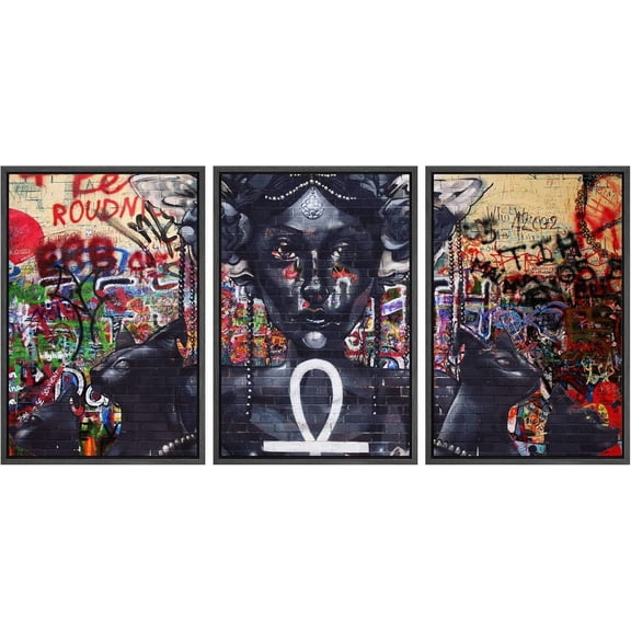 FCCUYE Framed Canvas Print Wall Art Set Spray Paint Style Andy Warhol Graffiti & Street Art Comic Book Illustrations Modern Art Urban Portrait for Living Room, Bedroom, Office - 16"x24"x3 White