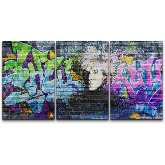 FCCUYE Framed Canvas Print Wall Art Set Spray Paint Style Andy Warhol Graffiti & Street Art Comic Book Illustrations Modern Art Urban Portrait for Living Room, Bedroom, Office - 16"x24"x3 White