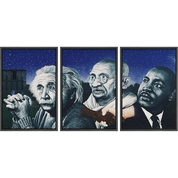 FCCUYE Framed Canvas Print Wall Art Set Spray Paint Style Andy Warhol Graffiti & Street Art Comic Book Illustrations Modern Art Urban Portrait for Living Room, Bedroom, Office - 16"x24"x3 White