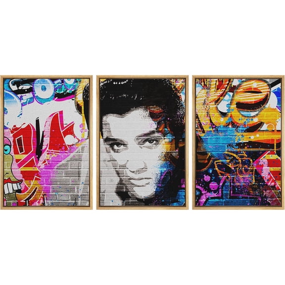 FCCUYE Framed Canvas Print Wall Art Set Spray Paint Style Andy Warhol Graffiti & Street Art Comic Book Illustrations Modern Art Urban Portrait for Living Room, Bedroom, Office - 16"x24"x3 White