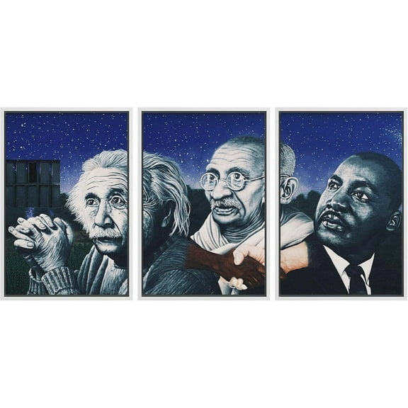 FCCUYE Framed Canvas Print Wall Art Set Spray Paint Style Andy Warhol Graffiti & Street Art Comic Book Illustrations Modern Art Urban Portrait for Living Room, Bedroom, Office - 16"x24"x3 White