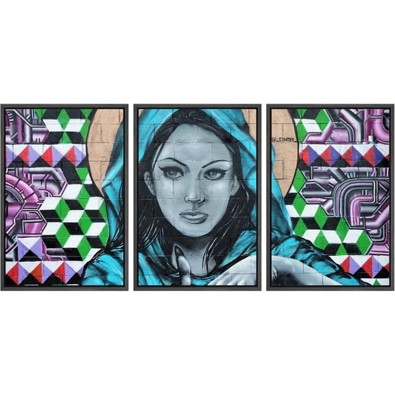 FCCUYE Framed Canvas Print Wall Art Set Spray Paint Style Andy Warhol Graffiti & Street Art Comic Book Illustrations Modern Art Urban Portrait for Living Room, Bedroom, Office - 16"x24"x3 White