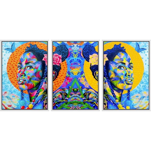 FCCUYE Framed Canvas Print Wall Art Set Spray Paint Style Andy Warhol Graffiti & Street Art Comic Book Illustrations Modern Art Urban Portrait for Living Room, Bedroom, Office - 16"x24"x3 White