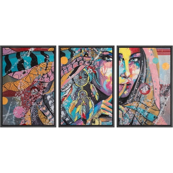 FCCUYE Framed Canvas Print Wall Art Set Spray Paint Style Andy Warhol Graffiti & Street Art Comic Book Illustrations Modern Art Urban Portrait for Living Room, Bedroom, Office - 16"x24"x3 White