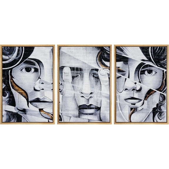 FCCUYE Framed Canvas Print Wall Art Set Spray Paint Style Andy Warhol Graffiti & Street Art Comic Book Illustrations Modern Art Urban Portrait for Living Room, Bedroom, Office - 16"x24"x3 White