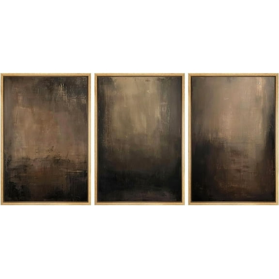 FCCUYE Framed Canvas Print Wall Art Set Vintage Floral Rustic Botanical Illustrations Modern Art Bohemian Nordic Relax/Calm for Living Room, Bedroom, Office - 16"x24"x3 Black