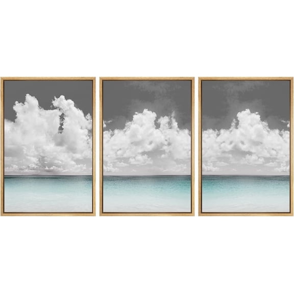 FCCUYE Framed Canvas Print Wall Art Set Winter Fog Mist Pine Tree Mountain Forest Nature Wilderness Photography Modern Art Landscape Relax/Calm for Living Room, Bedroom, Office - 16"x24"x3 White