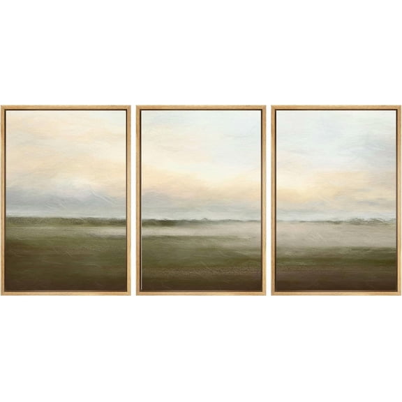 FCCUYE Framed Canvas Print Wall Art Set Winter Fog Mist Pine Tree Mountain Forest Nature Wilderness Photography Modern Art Landscape Relax/Calm for Living Room, Bedroom, Office - 16"x24"x3 White