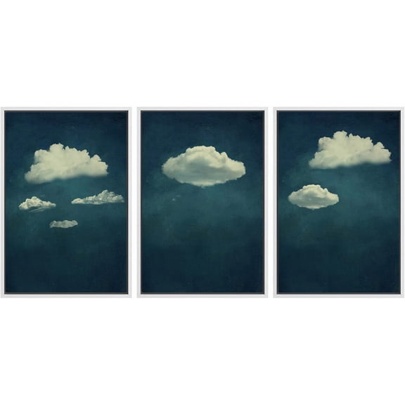 FCCUYE Framed Canvas Print Wall Art Set Winter Fog Mist Pine Tree Mountain Forest Nature Wilderness Photography Modern Art Landscape Relax/Calm for Living Room, Bedroom, Office - 16"x24"x3 White