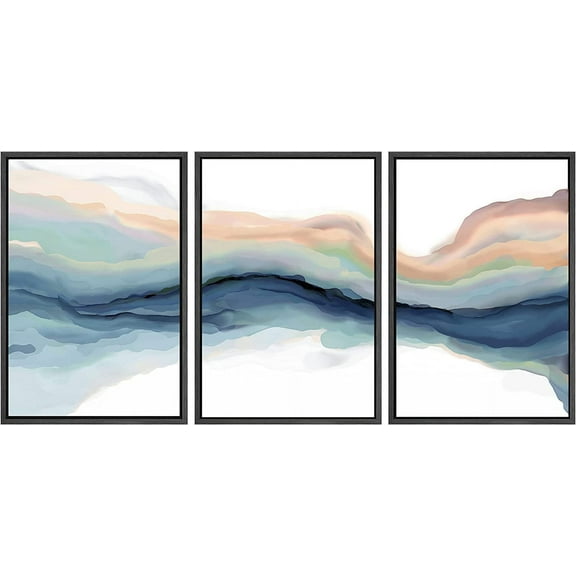 FCCUYE Framed Canvas Print Wall Art Set Winter Fog Mist Pine Tree Mountain Forest Nature Wilderness Photography Modern Art Landscape Relax/Calm for Living Room, Bedroom, Office - 16"x24"x3 White