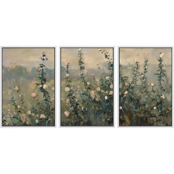 FCCUYE Framed Canvas Print Wall Art Set Winter Solitude Bare Trees and Snowy Landscape Illustrations Modern Colorful Ultra for Living Room, Bedroom, Office - 16"x24"x3 Natural