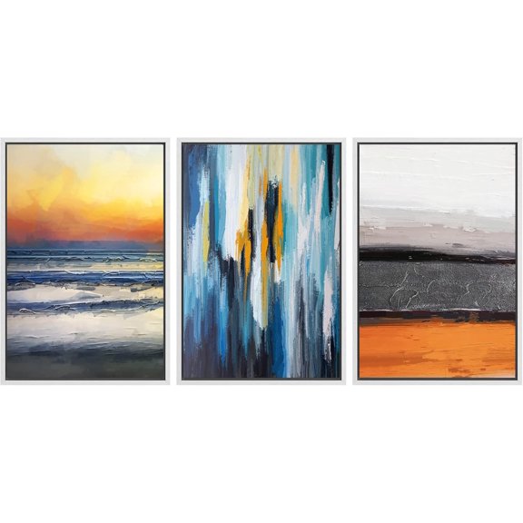 FCCUYE Framed Canvas Print Wall Art Set Winter Solitude Bare Trees and Snowy Landscape Illustrations Modern Colorful Ultra for Living Room, Bedroom, Office - 16"x24"x3 Natural