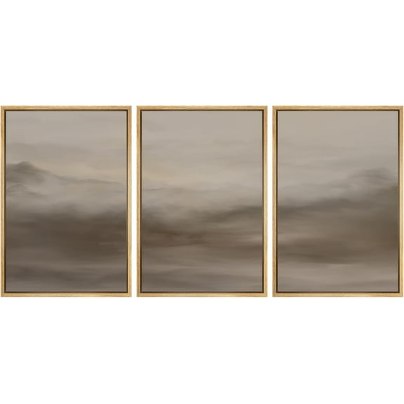 FCCUYE Framed Canvas Print Wall Art Set Winter Solitude Bare Trees and Snowy Landscape Illustrations Modern Colorful Ultra for Living Room, Bedroom, Office - 16"x24"x3 Natural